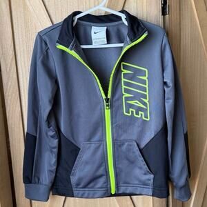 Nike Boys Zip Up Track Jacket Lime Green Black Gray Size 4T